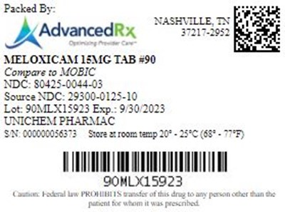 Meloxicam 15mg Tab Qty 90 NDC 80425-0044.jpg Meloxicam 15mg Tab Qty 90 NDC 80425 0044